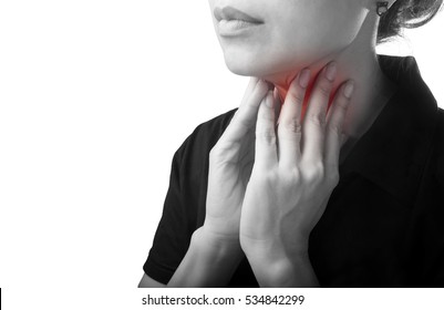 Sore Throat Women On White Background Stock Photo (Edit Now) 534842299