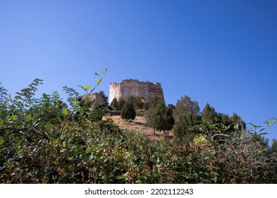 Soria, Spain-26 August 2022  Medieval Castle Of Castillejo De Robledo. Castillejo Castle And Its Lands Were Owned By The Order Of The Temple Until It Was Suppressed By Pope Clement V.