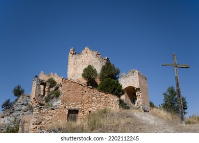 Soria, Spain-26 August 2022  Medieval Castle Of Castillejo De Robledo. Castillejo Castle And Its Lands Were Owned By The Order Of The Temple Until It Was Suppressed By Pope Clement V.