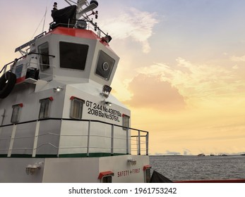 Sorong, West Papua, Indonesia, April 22nd 2021. The Captain Cabin Of Tug Boat Docked At The Port Of Sorong
