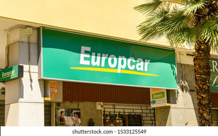 SORRENTO, ITALY - AUGUST 2019: Sign over the entrance to the branch of Europcar in Sorrento.