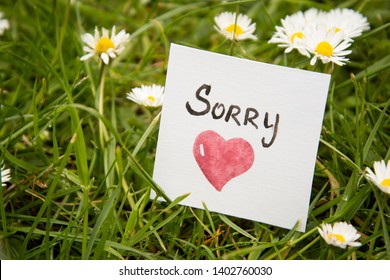 Sorry. Sticker with sorry inscription and red heart. I'm sorry lettering - Shutterstock ID 1402760030