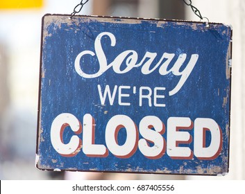 SORRY WE'RE CLOSED very popular door sign - Shutterstock ID 687405556
