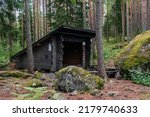 Sorsakolu lean-to shelter in Evo hiking area, Hameenlinna, Finland.