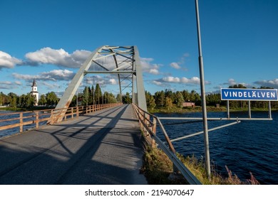 Sorsele, Sweden A Steel Arch Bridge Over The Vindelalven River.