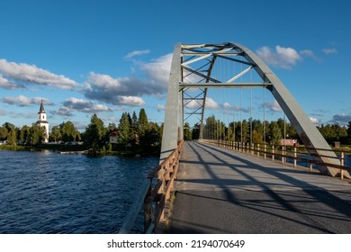 Sorsele, Sweden A Steel Arch Bridge Over The Vindelalven River.