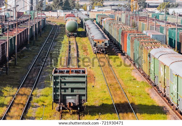 Sorting freight wagons on the railroad while making\
up the train