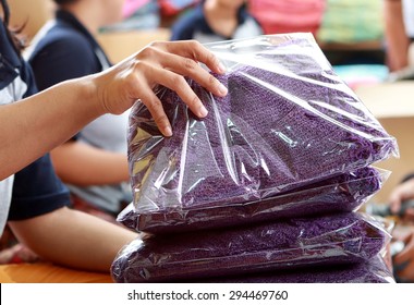 Sorting Process Of Clothing Products At Textile Factory