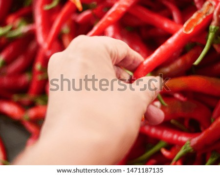 Sorting red chillies for sale at Pare market
