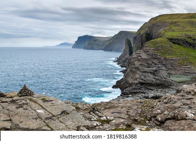 Sorvagsvatn lake cliffs,  Faroe Islands on Atlantic Ocean, Denmark - Powered by Shutterstock
