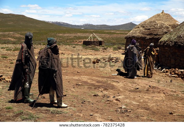 Sotho men\
in small village in Lesotho, South\
Africa