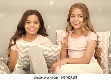 Soulmates Girls Having Fun Bedroom Interior. Best Friends Forever. Childhood Friendship Concept. Girls Best Friends Sleepover Domestic Party. Girlish Leisure. Sleepover Time For Fun Gossip Story.