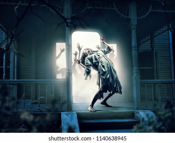 Souls of victims in abandoned house at the night - Shutterstock ID 1140638945