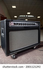 The Sound Amplifier Is On Stage In An Empty Rehearsal Room.