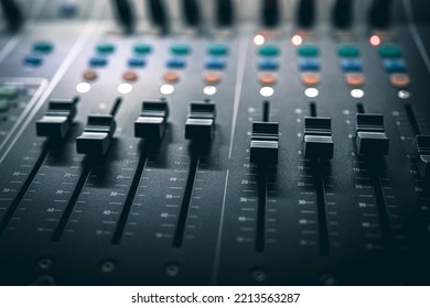 Sound control music mixer in record studio. Close up mixer and equalizer volume on the mixer amplifier. Digital audio system - Shutterstock ID 2213563287