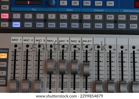 Sound control panel or mixing console