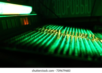 Sound engineer controller in green light