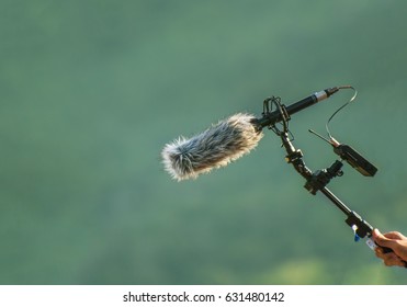 Sound Recorder Microphone, Boom Mic And Headphones