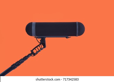  Sound Recorder Microphone, Boom Mic On Red Background