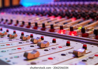 Sound Recording Studio Mixing Desk. Professional Equipment. Record.