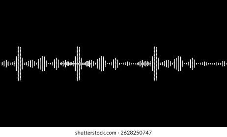 Sound Wave in Silence: A visual representation of a sound wave pulses rhythmically on a black canvas, representing the unseen vibrations.