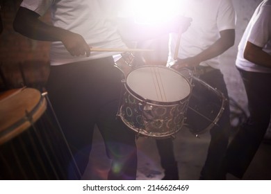 The sounds of perfect percussion. Cropped shot of a band playing their percussion instruments in a Brazilian setting.