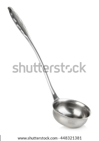 Soup ladle close-up isolated on white background.