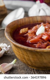 Soup with red beets. Russian traditional dish. Borsch - Shutterstock ID 364197896