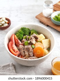 Soup, Sop Daging Is Indonesian Traditional Food, Selective Image Focus