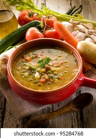 Soup Vegetable On Bowl And Ingredients