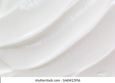 Sour Cream, Greek Yogurt Texture. White Dairy Product Sample Close Up. Creamy Healthy Food Background. Top View