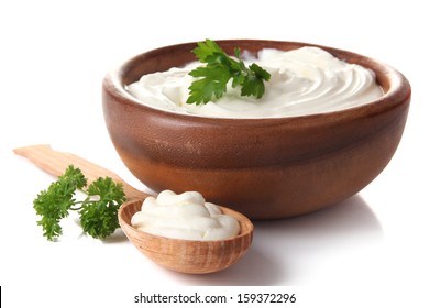 Sour Cream Isolated On White