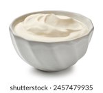 sour cream yogurt in bowl isolated on white background