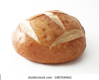 Sour Dough Round Artisan Bread Isolated On A White Background