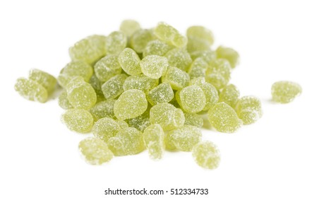 Sour Gummy Candy Isolated On White Background (close-up Shot)