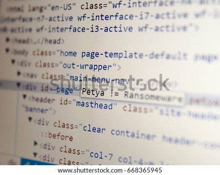 Source code screen, Petya Virus