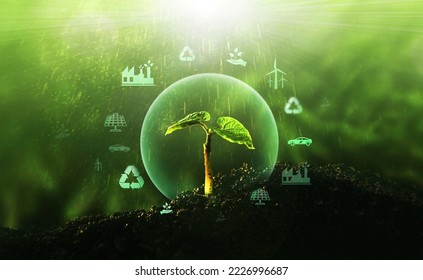 Sources for renewable, sustainable development. Environment and  ecology  concept. - Shutterstock ID 2226996687