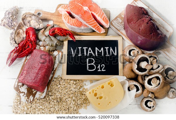 Sources Vitamin B12 Cobalamin Healthy Diet Stock Photo (Edit Now) 520097338