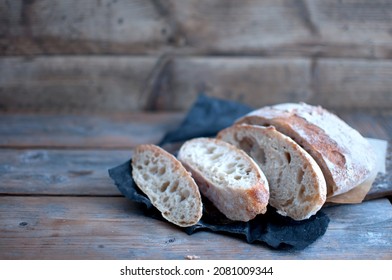 Sourdough Bread Boule Slices Closeup