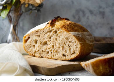 Sourdough Bread Sliced, Made From Wild Yeast. Cooking Healthy Eating