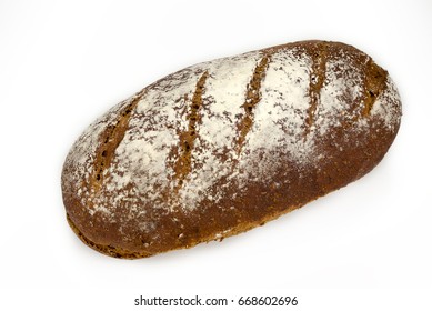 Sourdough German Rye Bread Isolated On A White Background