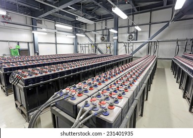 Sousse, Tunisia - NOVEMBER 18, 2014: FIAMM Supplies Deep Charge Industrial Batteries  