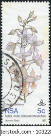 SOUTH AFRICA - CIRCA 1981: A Stamp Printed In South Africa (RSA), Dedicated To 10th World Orchid Conference, Durban, Show Flower Calanthe Natalensis, Circa 1981