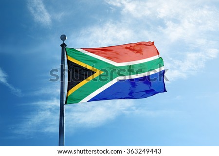 South Africa flag on the mast