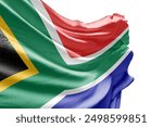 South Africa flag waving on white background with clipping path. Cliping path is easily cutout the flag. South Africa national flag for independence day.