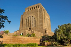 South Africa - Gauteng - Pretoria (Tshwane) - Impressive Stone Walls Of Massive Granite Tower Of Voortrekker Monument Commemorating To Boer Great Trek
