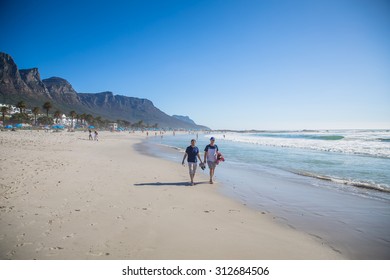 South Africa - January 28 2015: The famous Camps Bay beach from Cape Town