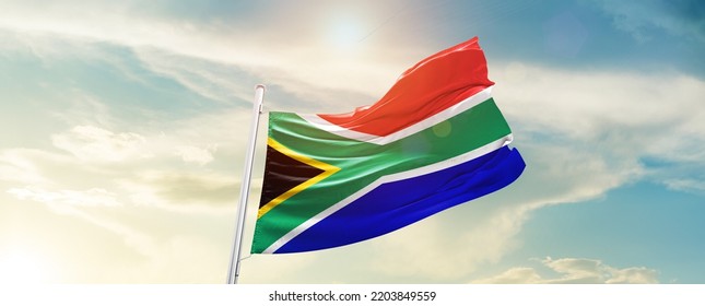 South Africa National Flag Waving Beautiful Stock Photo 2203849559 ...