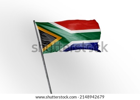 South Africa waving flag on a white background. - image