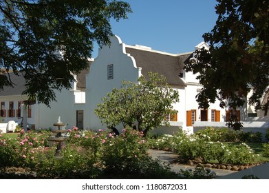 South Africa: The wine-museum in a typical dutch colonial style farm houses in the cape area near Stellenbosch